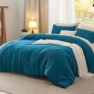 Full Comforter Set, Teal Soft Prewashed Bedding for All Seasons, 3 Pieces GentleSoft™ Bed Set, 1 Lightweight Comforter (82"x86") and 2 Pillowcases (20"x26")