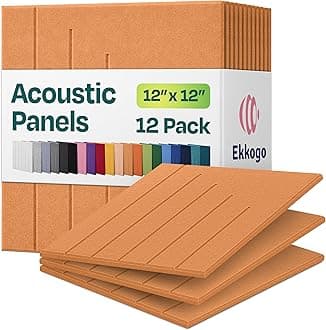 Acoustic Panels 12-Pack Soundproof Wall Panels 12"x12"x0.4" Decorative Sound Dampening for Your Home, Office, Studio, Bedroom & More with Unique LineWave Carving [70'S Orange]