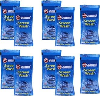 ABRO Windshield Car Wash Additive Fluid Concentrate Liquid Wipers Lubricated Streak Free & Anti Wiper Judder Formula Auto Detergent Glass Cleaner (10 Pcs)