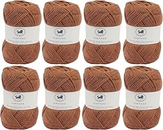 Nestnhaven Acrowools Vintage, Micro Soft, Hand Knitting and Crochet Yarn. Pack of 1 Ball - 100gms. Shade no - NNHV001 (Light Brown) | (800 Gm)