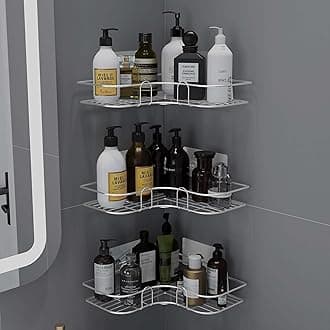 Plantex Self Adhesive Stainless Steel Bathroom Shelf for Wall/No Drill Corner Shelves for Bathroom Organiser/Wall Mounted Shelves Without Drill/Corner Shelf & Rack for Kitchen-(Chrome, Pack of 3)