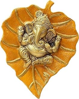 Craft Trade Ganesh Metal Vastu Idol Items Wall Decor Good Luck for Home Living Room and Bedroom Wall Hanging Decor - 7.5x6 Inches (Orange)
