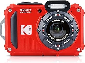KODAK PIXPRO WPZ2 Rugged Waterproof Digital Camera 16MP 4X Optical Zoom 2.7" LCD Full HD Video, Red