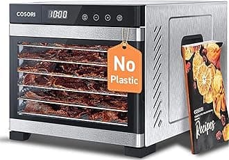 COSORI Premium Food Dehydrator Machine(50 Free Recipes), 6 Stainless Steel Trays with Digital Timer and Temperature Control for Beef,Jerky,Fruit,Dog Treats,Herbs