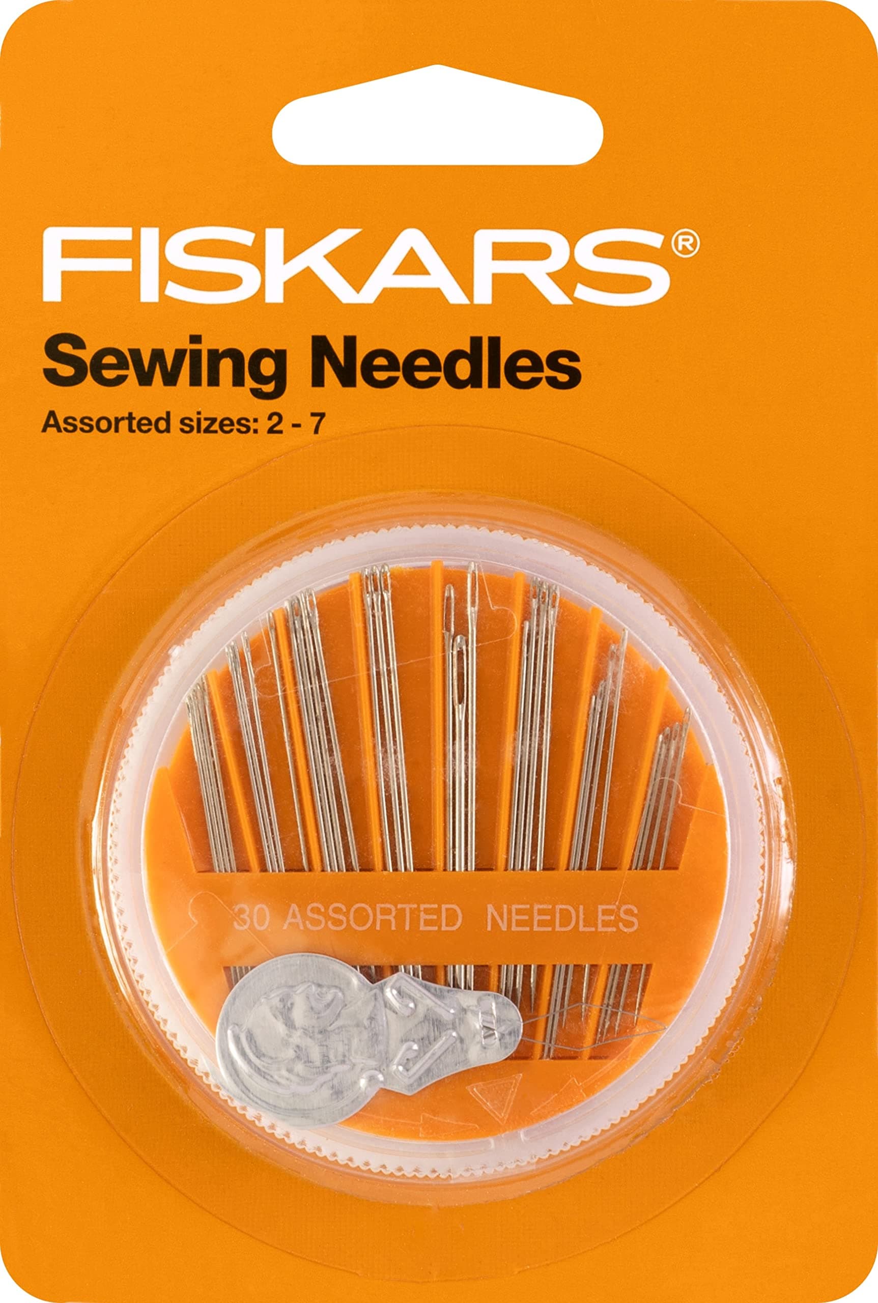 Fiskars Sewing Needle Set and Needle Threader - 30 Assorted Needles with a Convenient and Safe Storage Container