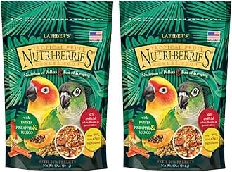 LAFEBER'S Tropical Fruit Nutri-Berries Conure Food, Made with Non-GMO and Human-Grade Ingredients, for Conures (Tropical Fruit 10 oz Pack of 2)
