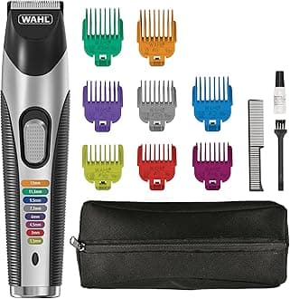 Wahl Colour Trim Stubble and Beard Trimmer, Trimmers for Men, Beard Trimming Kit, Men’s Stubble Trimmers, Rechargeable Trimmer, Male Grooming Set, Beard Care Kit, Colour Coded Guide Combs