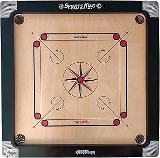 Wooden Carrom Board with Coins Striker - Medium Size (27 x 27 -2 Inches) Matte Finish Round