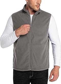 33,000ft Men's Fleece Gilets Lightweight Sleeveless Jacket Vest Windproof Bodywarmer Outerwear Golf Gilet With Zip Pockets for Hiking Cycling Running