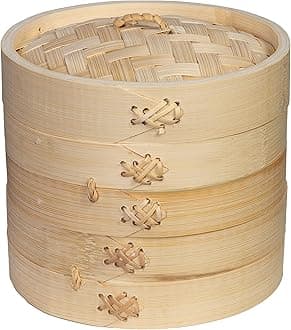 Joyce Chen 2-Tier Bamboo Steamer Baskets, 6-Inch