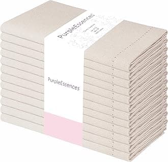 PurpleEssences Set of 12 Hemstitch Cloth Dinner Napkins 100% Cotton - Soft Durable Washable - Ideal for Wedding Spring Easter Summer - Perfect Everyday Use Table Linen 18x18 - Royal Linen