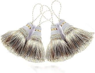 4Pcs Tassels Key Tassel with Loops Handmade Craft Charms DIY Accessories Elegant Soft Making Curtain Home Decoration (Mix Blue, 4 pcs)