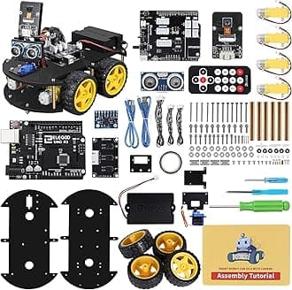 ELEGOO Smart Robot Toy Car Kits Compatible with Arduino IDE with UNO R3 Board, Line Tracking Module, Ultrasonic Sensor, IR Module, Intelligent & Educational Car Robotic Toys for Kids
