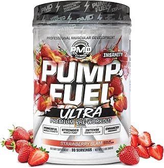 PMD Sports Pump Fuel Ultra Insanity - Premium Pre Workout Powder & Muscle Pump, Greater Focus, Endurance & Recovery, Premium Creatine, Arginine & Beta Alanine - Strawberry Slam (30 Servings)