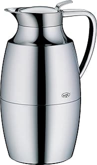 alfi Pallas Glass Vacuum Chrome Plated Brass Thermal Carafe for Hot and Cold Beverages, 1.0 L, Chrome