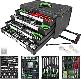 TecTake Tool Set Trolley Tool Box With 4 Drawers, 300 Piece