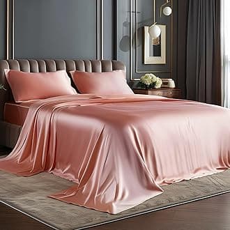 BEDELITE Satin Sheets Queen Size Bed Set, Luxury Soft Rose Pink Silky Sheets for Hair and Skin, Similar to Silk Bed Sheets Set 4 Pieces with 1 Deep Pocket Fitted Sheet, 1 Flat Sheet, and 2 Pillowcases