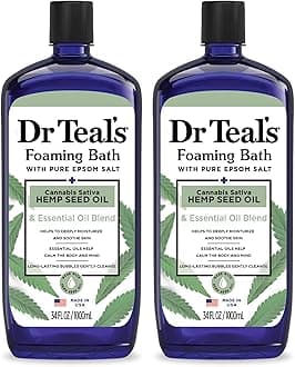 Dr Teal's Foaming Bath with Pure Epsom Salt, Cannabis Sativa Hemp Seed Oil, 34 fl oz (Pack of 2)