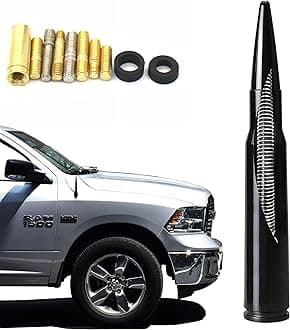 50 Cal Stubby Antenna mast Fit for car Track Antenna Delete Replacement, Ford F150 F250 F350 RAM 1500 2500 GMC Denali Chevy Pick-up Upgrade Signal Models
