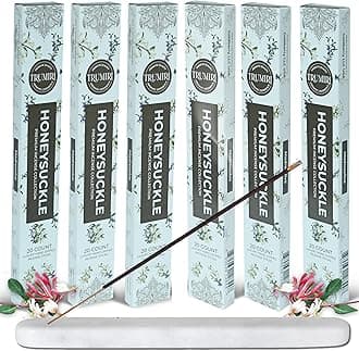 Honeysuckle Incense Sticks - Total 120 Insence-Sticks - 6 Packs of 20 Insense - Inciensos - Inscents - Natural Non Toxic Ingredients - Incents - Incence - Inscense - Insents