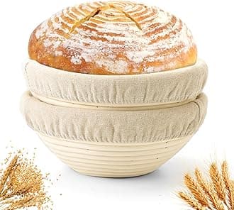 Bread Proofing Baskets Set of 2 8 inch Round Dough Proofing Bowls w/Liners Perfect for Home Sourdough Bakers Baking (8Inch, Round), MBL-01