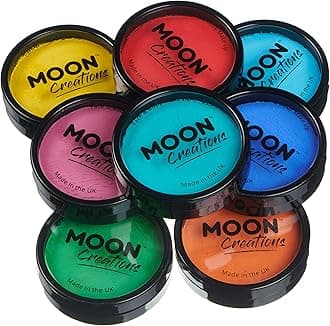 Pro Face & Body Paint Cake Pots by Moon Creations Brights Colours Set