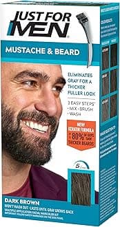 Mustache & Beard, Beard Coloring Gray Hair with Brush Included Easy Application, With Biotin Aloe and Coconut Oil Healthy Facial Hair - Dark Brown, M-45, Multi - 1 Count (Pack of 1)