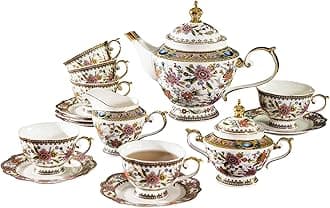 ACMLIFEFine Bone China Tea Set, British Vintage Tea Set for Adults, Afternoon Tea Sets for Women Tea Party or Gift Giving