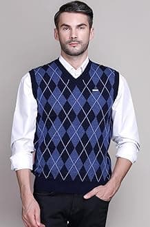 Woolen V Neck Sleeveless Half Sweater for Man Winter Pullover