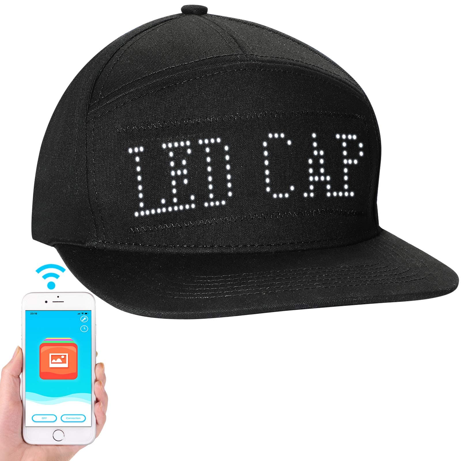 LED Hats,LED Caps Display Message Bluetooth Editable Cool Hat for Party