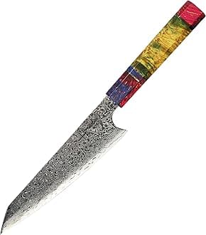 hajegato Damascus Chef Knife Petty Unique One Of Kind Handle Professional 6 Inch Japanese Chefs Kitchen Knife Vg10 67 Layers Damascus Steel Knive with Sheath