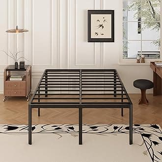 20 Inch King Bed Frame with Rounded Corner Legs No Box Spring Needed King Size Platform Bed Frame, Heavy Duty, Easy Assembly, Noise Free, Black.