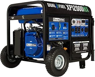 DuroMax XP12000HX 12,000-Watt Dual Fuel Portable Generator - Gas & Propane, Electric Start, Whole Home Power Backup, Transfer Switch Ready, RV & Emergency Ready