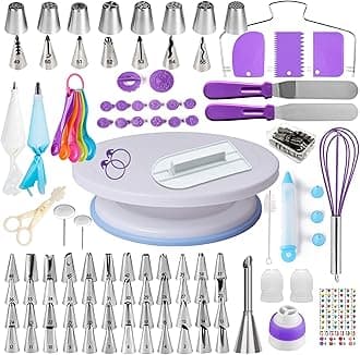 Cake Decorating Kit, 137pcs Cake Decorating Supplies With Cake Turntable For Decorating, Pastry Piping Bag, Russian Piping Tips Tools, Baking Supplies For Beginners