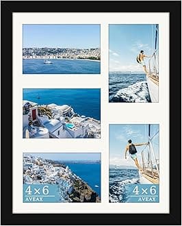 AVEAX 11x14（28x36 cm） Photo Frame Display Five Pictures 4x6 Frames Multiple Photos, Black