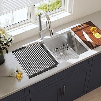32 Inch Undermount Double Bowl Kitchen Sink 16 Gauge Stainless Steel 50/50 Deep Sink with Accessories 32" x 19" x 10"