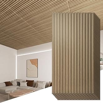 Art3d 12-Pack Slat Design 3D Wall Panels for Interior Wall Decor, 2x4 FT PVC Decorative Drop Ceiling Tiles - Walnut