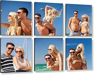 JOXOFO Custom Photo Tiles Personalized Peel and Stick Picture Frames Mix Tiles for Collage Wall Decor Storyboards Photo Prints Gift for Family and Friends 6pcs