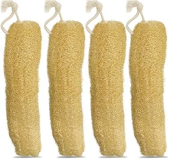 Four Pack Extra Large Natural Loofah for Bathing