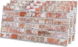 IZODEKOR 3D Wall Panels Brick Effect - Cladding, Stone Look, Styrofoam Facing for Living Room, Kitchen, Bathroom, Balcony, Bedroom and Back of Counter | Stone House (3 Piece Panel) | Covers 16 sq ft