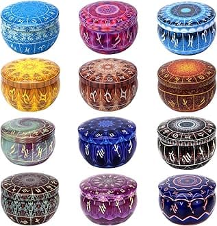 12 Constellations Scented Candles Gift Set 2.5oz Aromatherapy Candles Strong Fragrance Portable Travel Tin Jar Candles Gifts for Home Scented Decoration Birthday Valentine'sDay