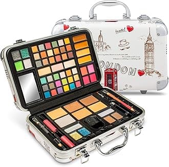Vokai Makeup Kit Gift Set - Travel Case 41 Eye Shadows 4 Blushes 5 Bronzers 7 Body Glitters 1 Lip Liner Pencil 1 Eye Liner Pencil 2 Lip Gloss Wands 1 Lipstick 5 Concealers 1 Brow Wax 1 Mirror