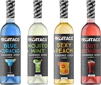 - Blue Curacao, Mojito Mint, Grenadine, Peach Syrup: Perfect Mixer for Enhancing Mocktails & Cocktails, Drinks, and Mojitos at Parties, All Your Mixing Needs | Non-Alcoholic (Pack of 4)