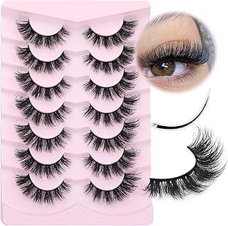 Mink Lashes Natural Look False Eyelashes Fluffy Flat Eyelashes 3D Mink Lashes Wispy Strips Lashes 7 Pairs Multipack by Focipeysa