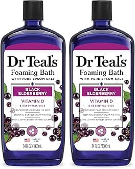 Foaming Bath with Pure Epsom Salt, Black Elderberry with Vitamin D, 34 fl oz (Pack of 2)