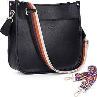 HKCLUF Crossbody Bags for Women Designer Leather Hobo Handbags With 2 Adjustable Leopard Guitar Strap Shoulder Bucket Bags, A3-black, Retro