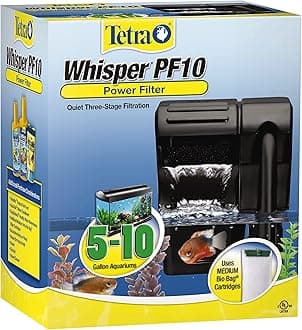Whisper Power Filter 10 Gallons, Quiet 3-Stage aquarium Filtration (26316)