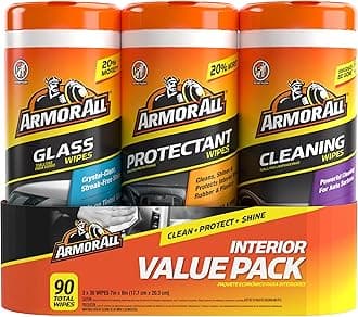 Armor All 18782 Protectant, Glass and Cleaning Wipes, 30 Count Each - 3 Pack Wipes