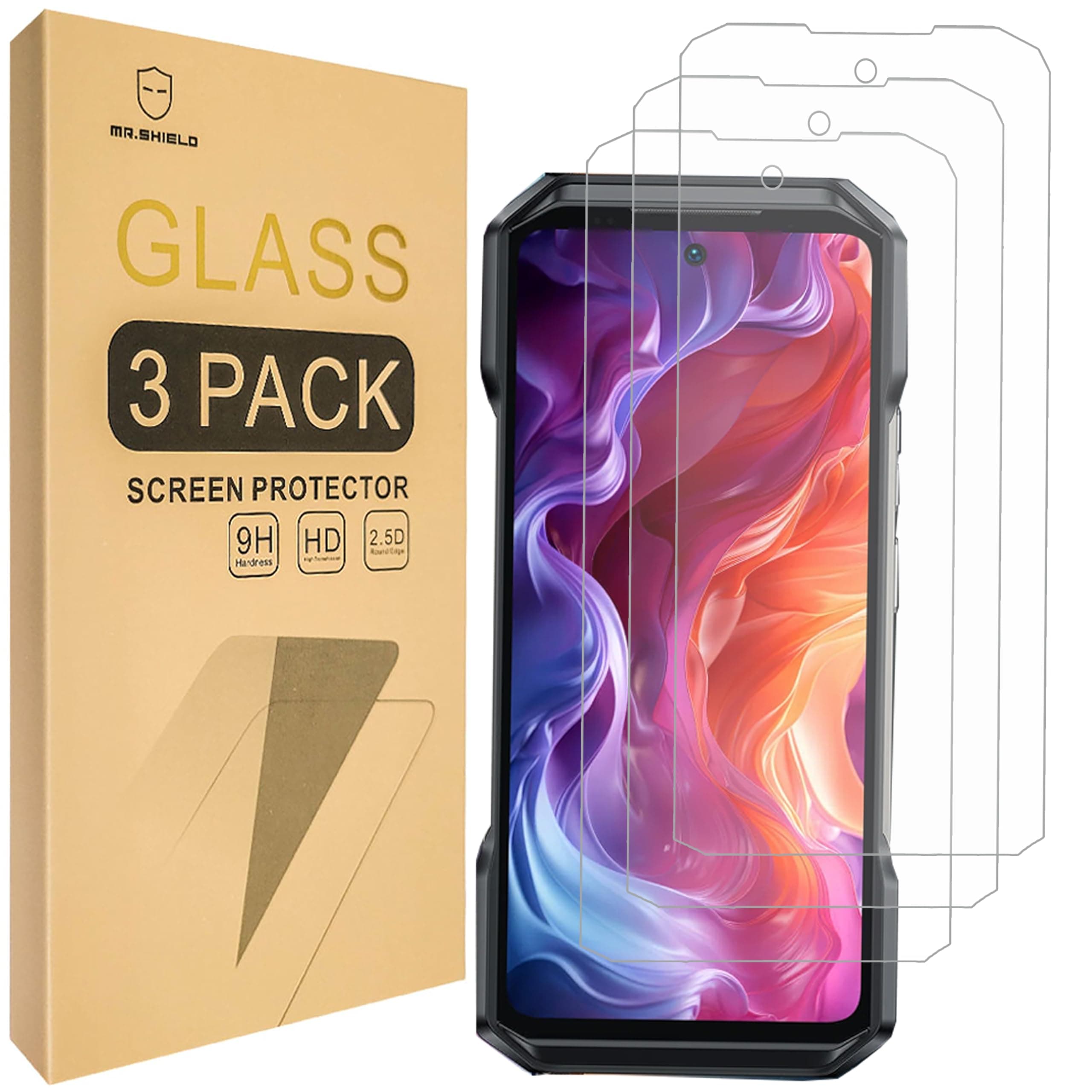 screen protector for Ulefone Armor 27 / Armor 27 Pro/Armor 27T / Armor 27T pro [Tempered Glass] [9H Hardness] [3 Pack] Scratch Resistant Crystal Clear Screen Protector