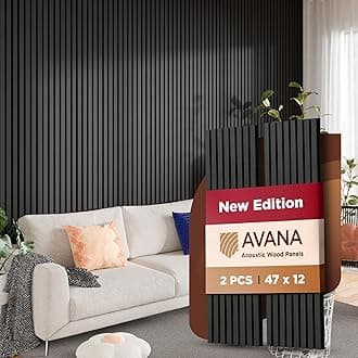 Avana Acoustic Wood Wall Panels – 47.2 X 12.6 Black Oak Acoustic Panels Set Of 2 – Modern Wall Panels For Interior Wall Decor For Homes, Offices, Studios – Sturdy And Durable Wood Panels For Wall